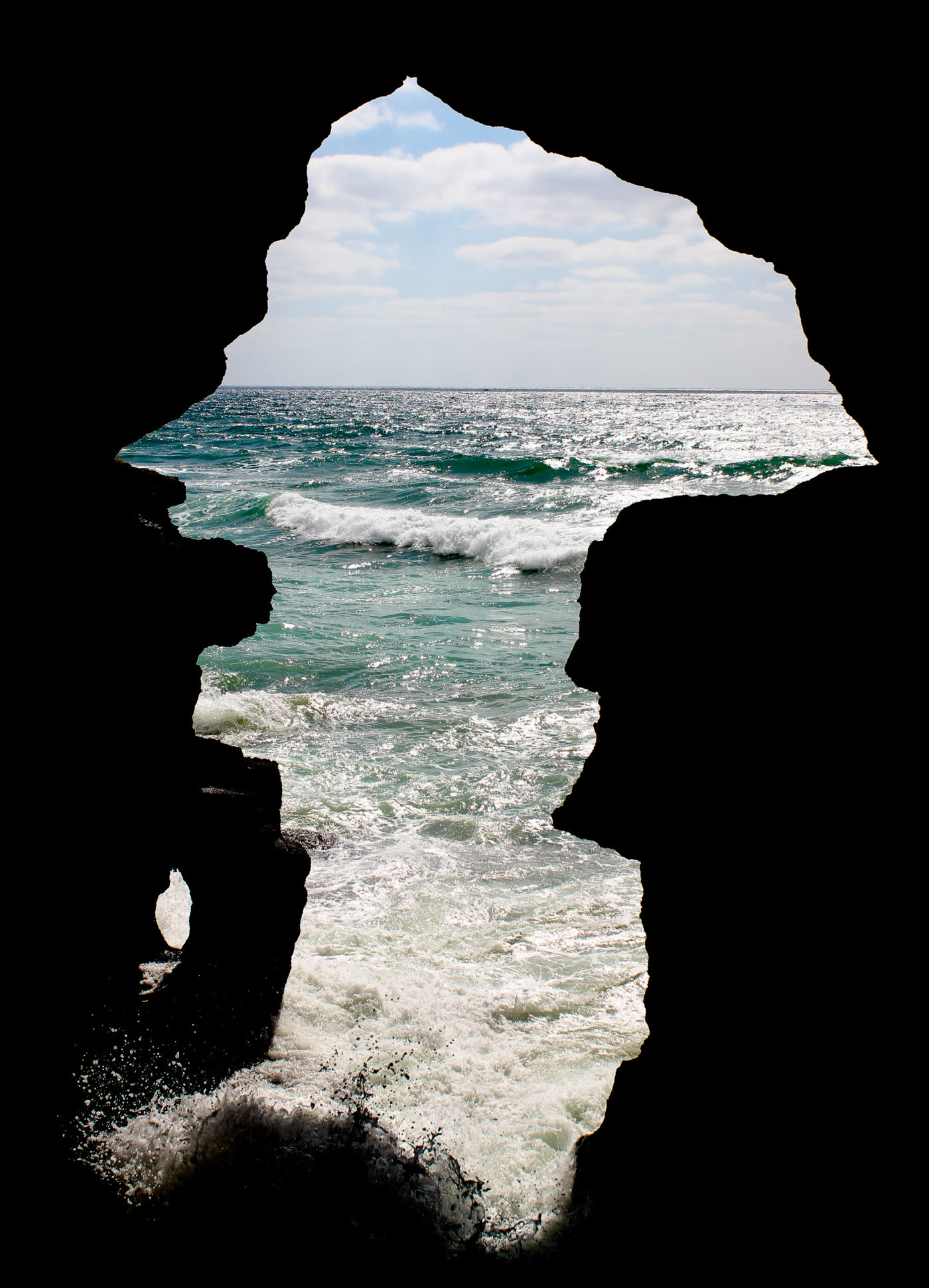 The Map of Africa-shaped opening inside the Caves of Hercules