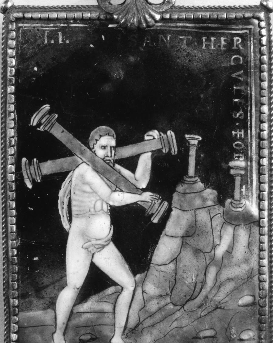 Artistic depiction referencing the Hercules myth at the Strait of Gibraltar